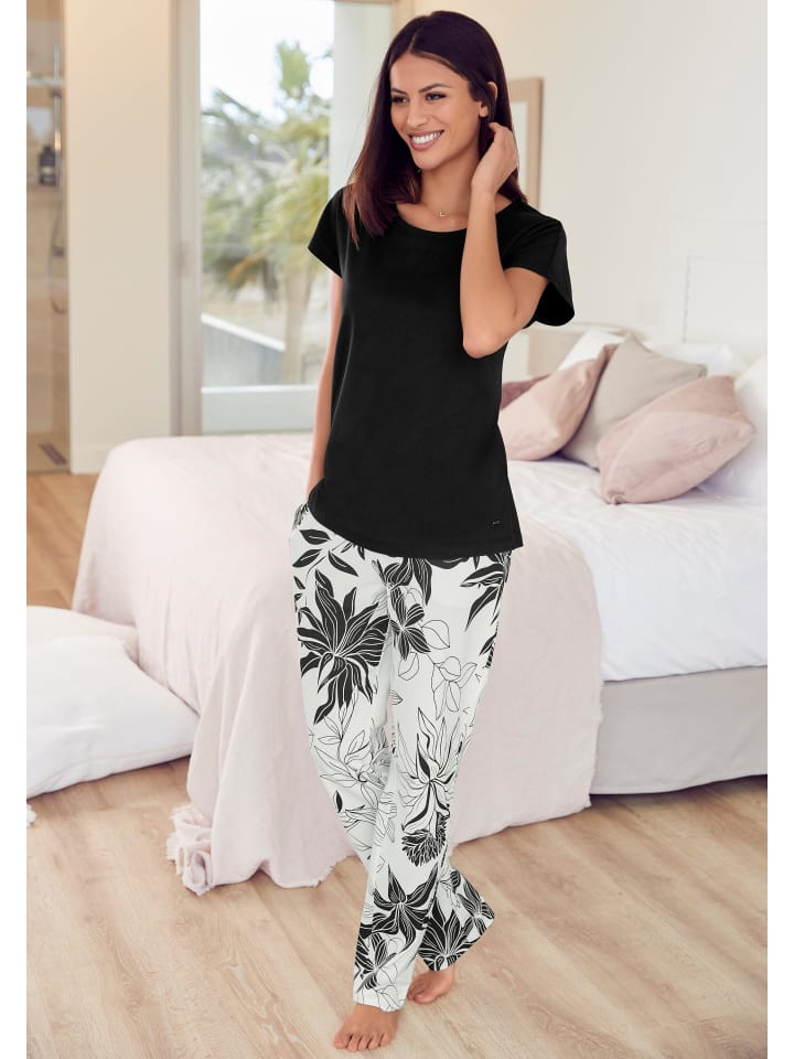 LASCANA Schlafhose in ecru-allover-geblümt günstig kaufen