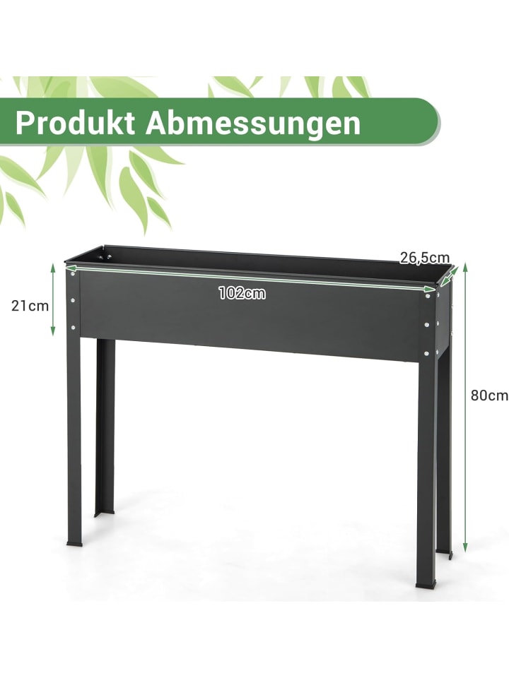 COSTWAY Hochbeet Metall 102x26,5x80cm in Schwarz günstig kaufen onesize
