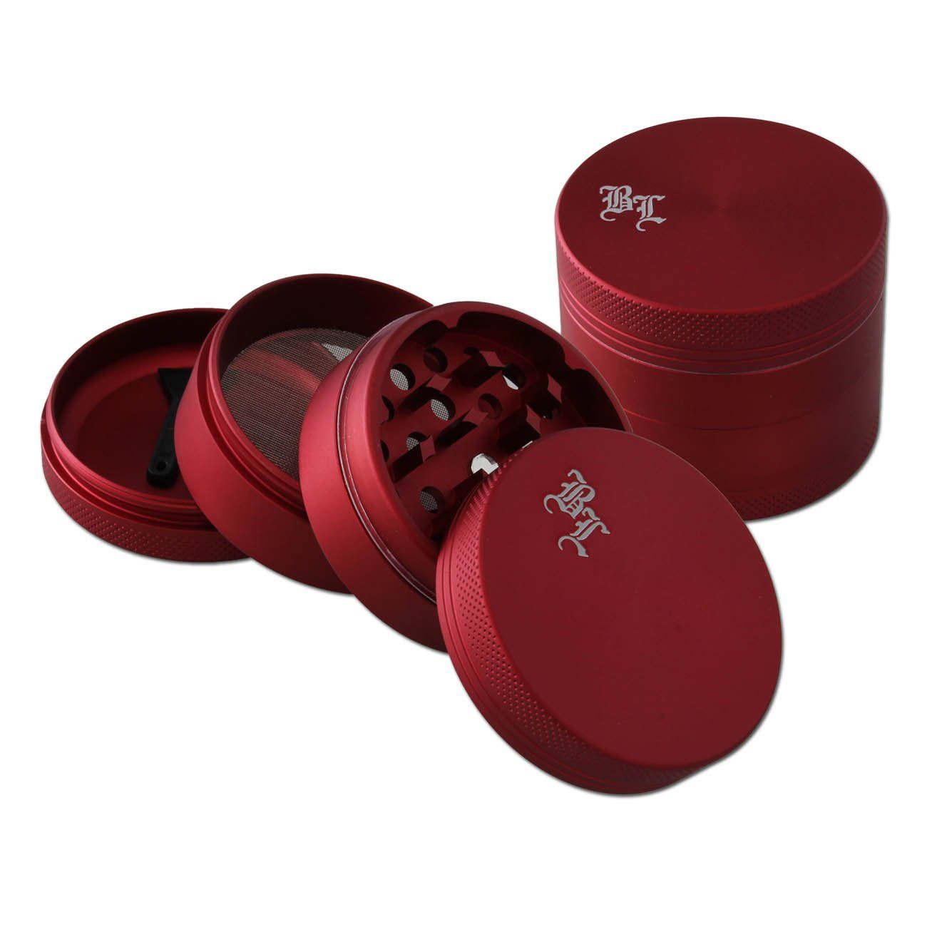 Black Leaf Gewürzmühle Black Leaf Aluminium Grinder 4-tlg. seidenmatt manuell, hochwertiges Aluminium
