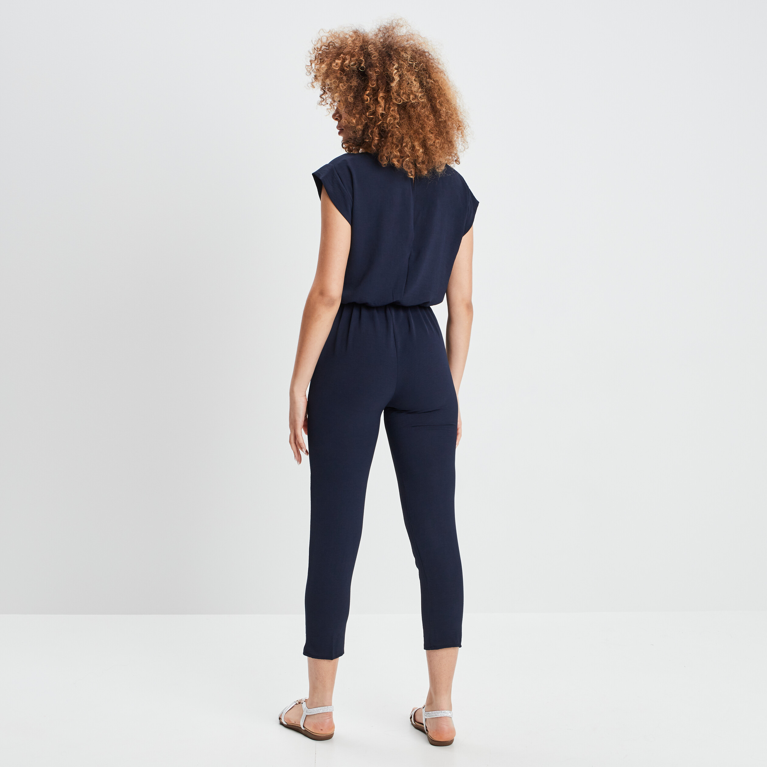 Combinaison pantalon ceinturée bleu marine femme | La Halle
