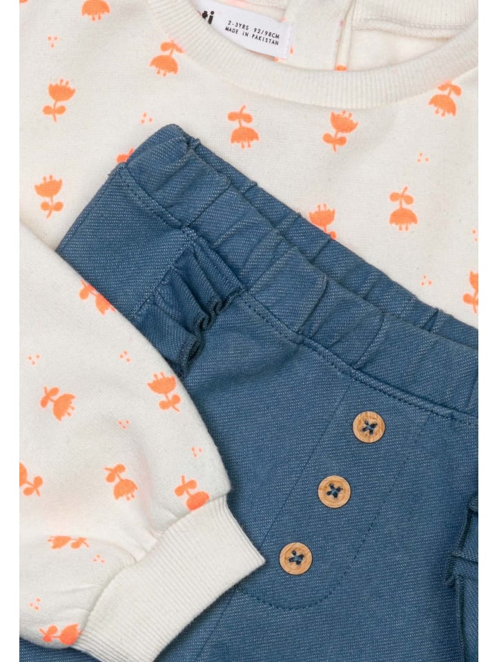 Minoti 2tlg. Outfit: Sweatshirt Fleurs 7 in weiß günstig kaufen