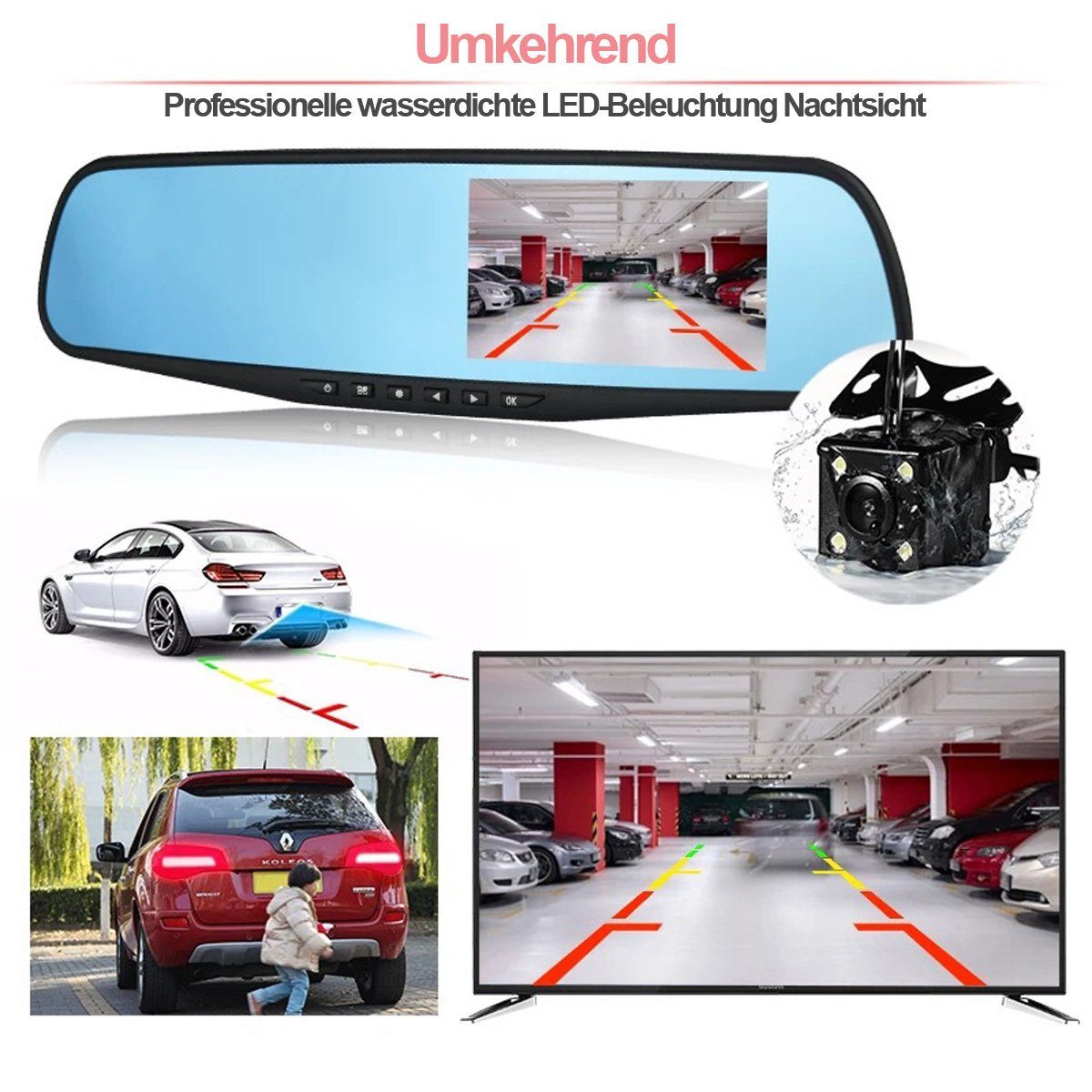 Yoyaxi Rückspiegel-Fahrtenschreiber - Dual-Lens, 800P Dashcam