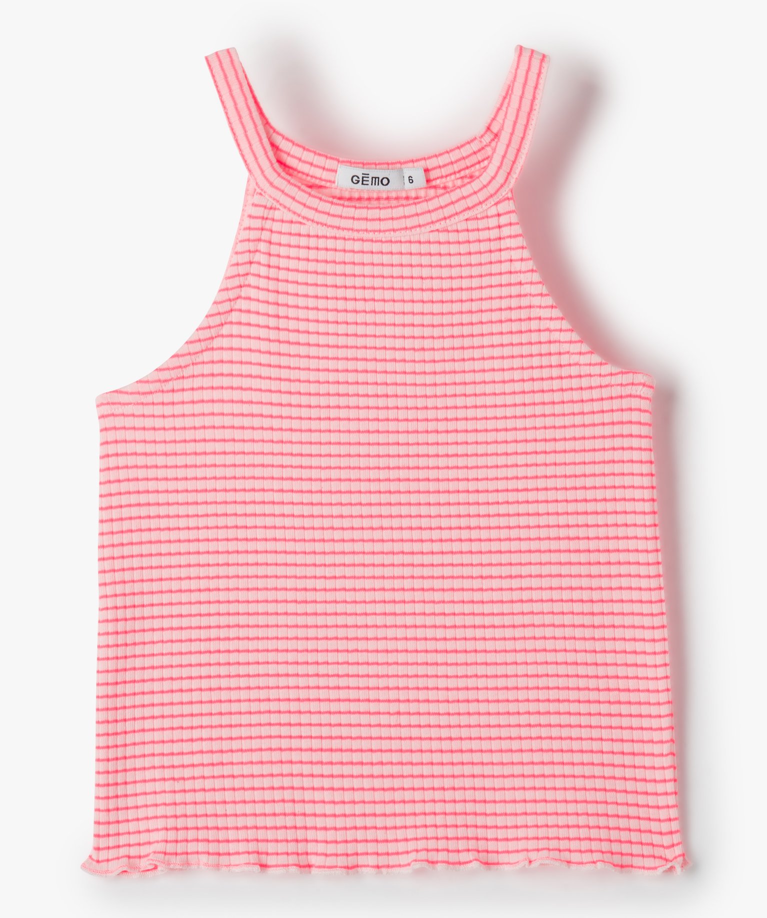 Débardeur ctelé avec encolure américaine fille rose | GEMO