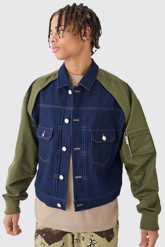 Kastige Nylon und Denim Jacke