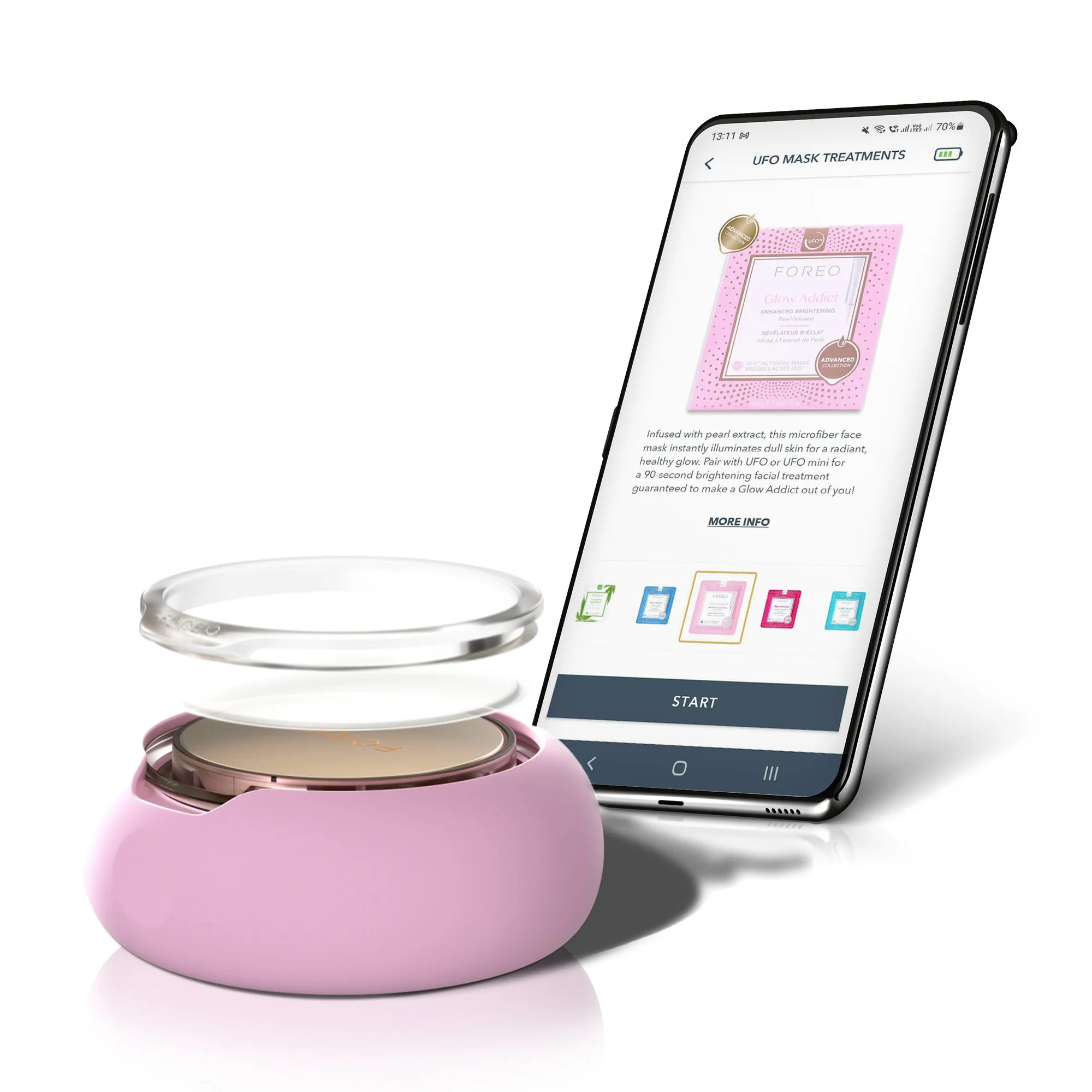 Máscara facial iluminadora UFO Mask Glow Addict 2.0