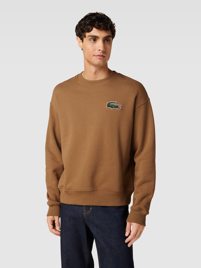 Sweatshirt mit Label-Stitching in camel