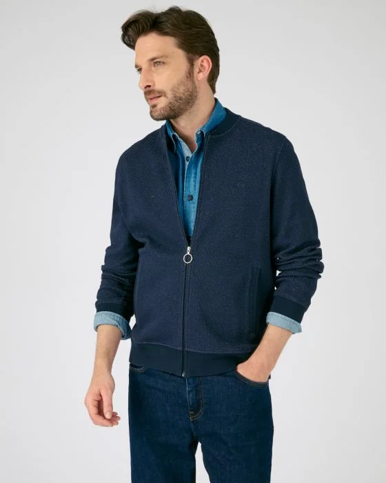 Sweat zippé maille fantaisie