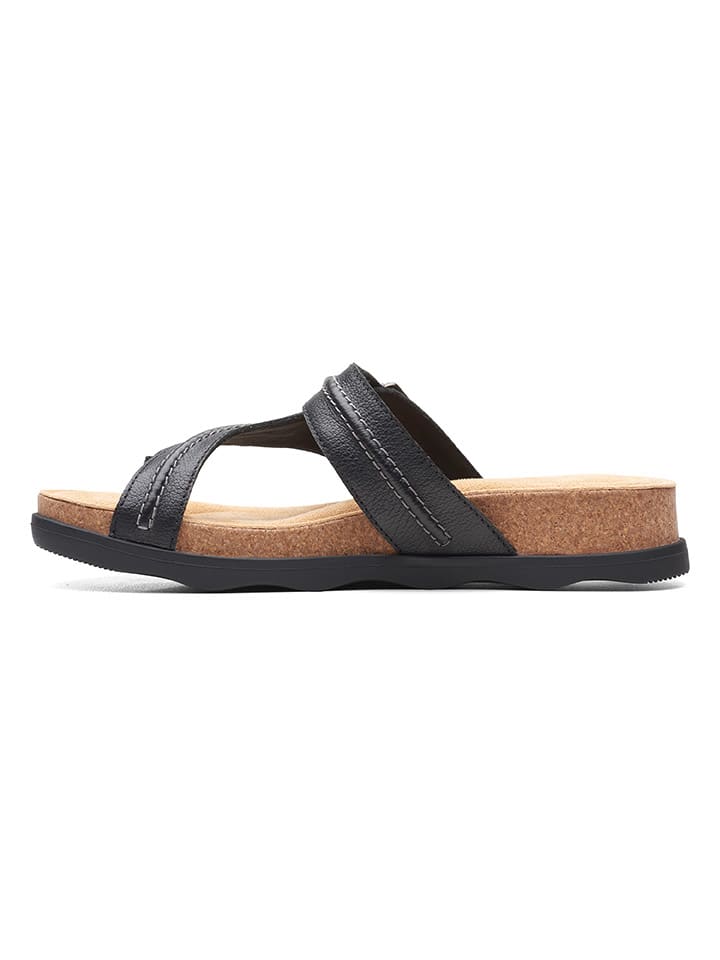 Clarks Leder-Zehentrenner in Schwarz günstig kaufen