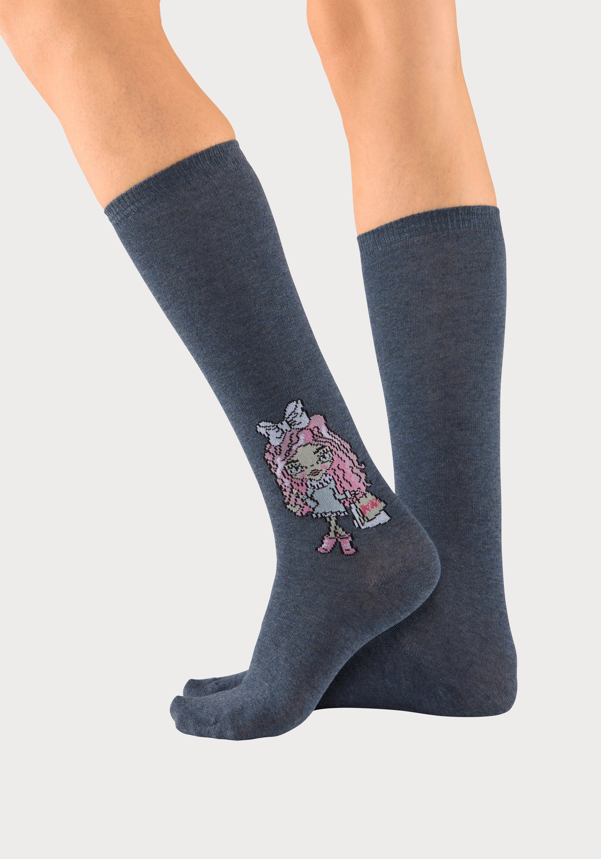H.I.S Kniestrümpfe (5-Paar) mit eingestricktem Motiv