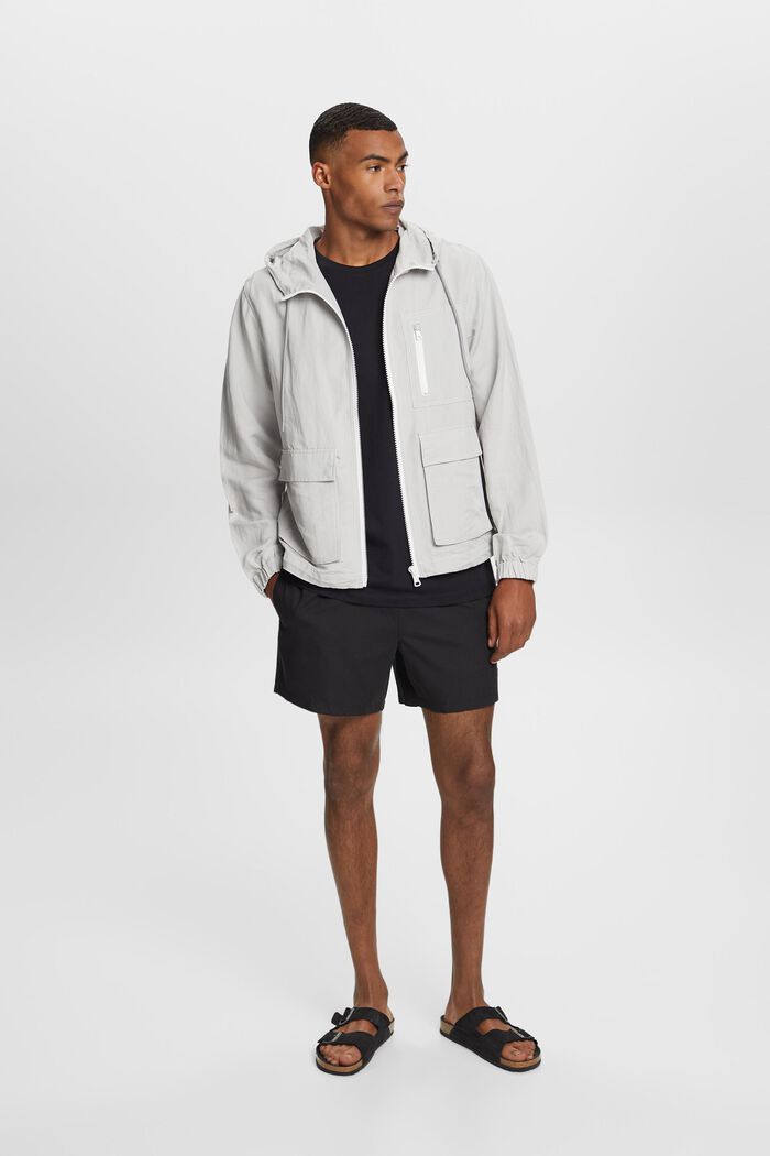 Übergangsjacke mit Kapuze, Leinenmix