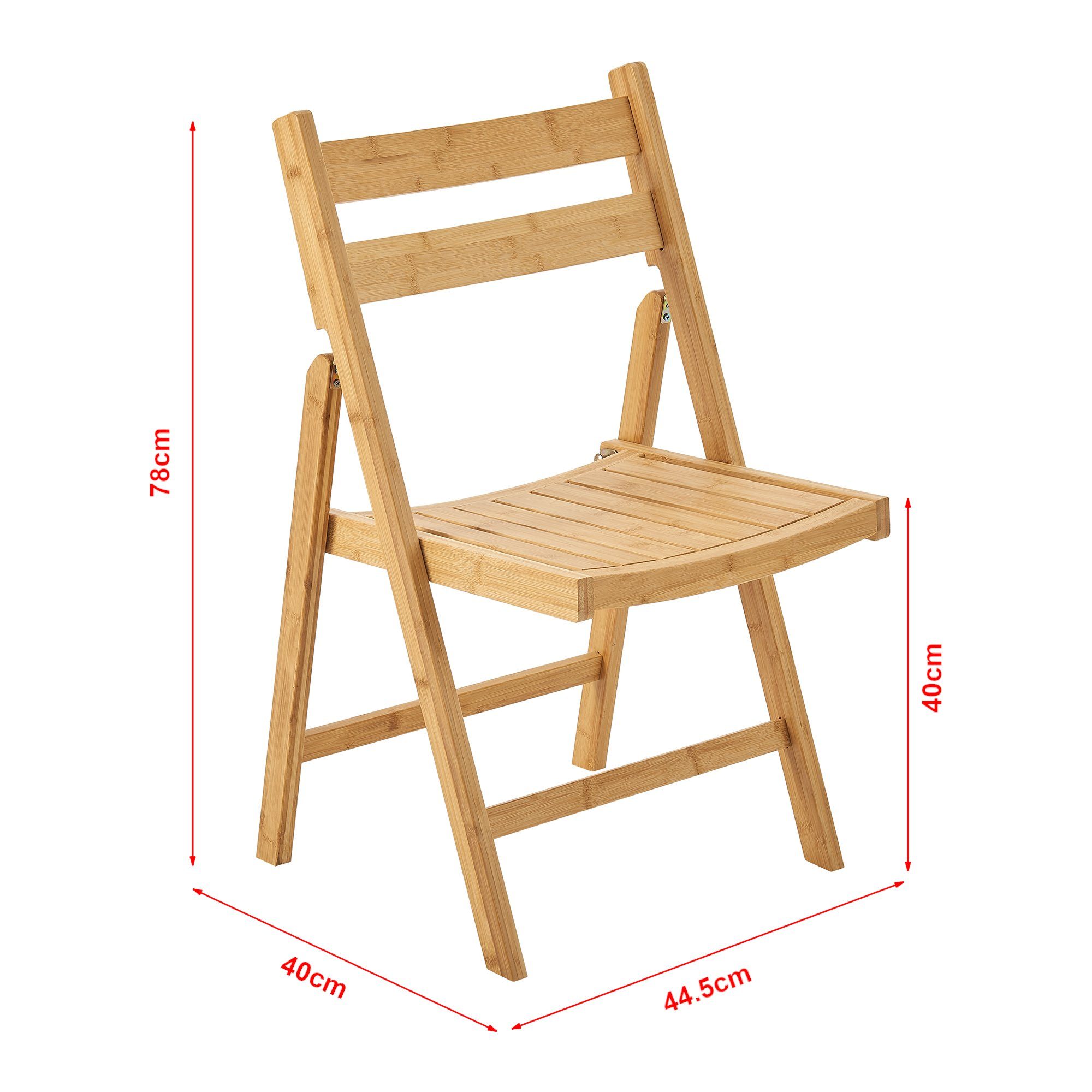 en.casa Klappstuhl (2 St), Gran Esszimmerstuhl aus Bambus 78x44cm