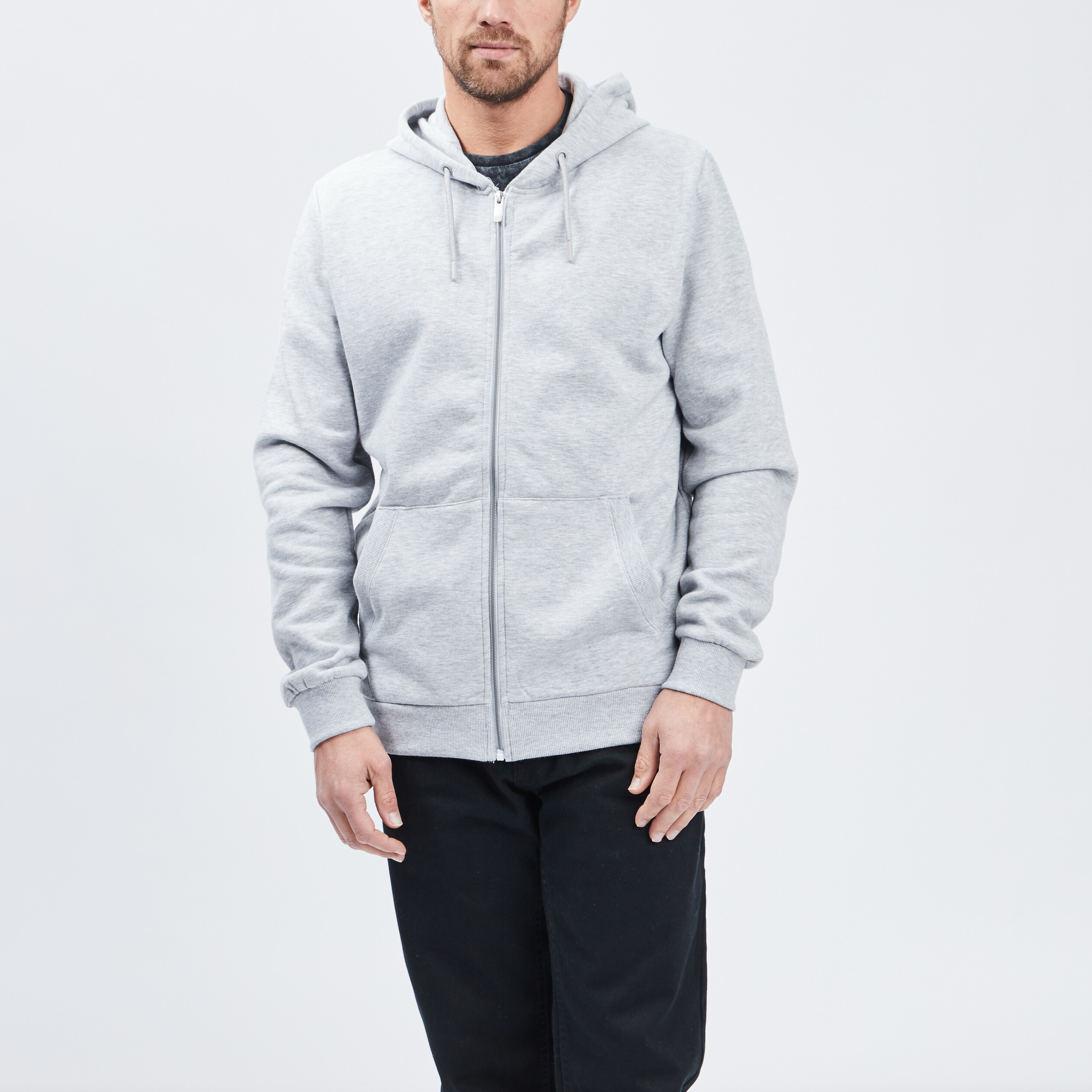 Sweat zippé molleton à capuche gris homme | La Halle