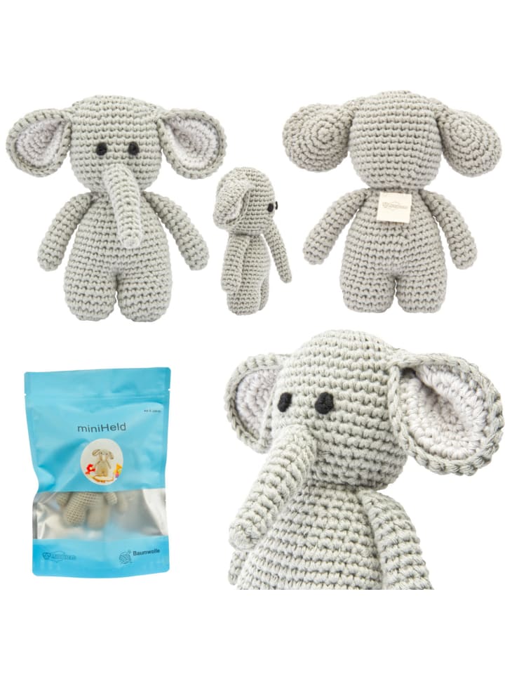 miniHeld Handgestrickter Elefant gehäkelt aus Baumwolle Spielzeug 15 cm 0 Monate günstig kaufen onesize