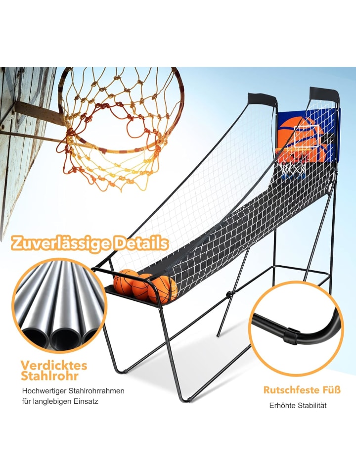 COSTWAY Arcade-Basketballspiel in Schwarz günstig kaufen 90 x 60 cm