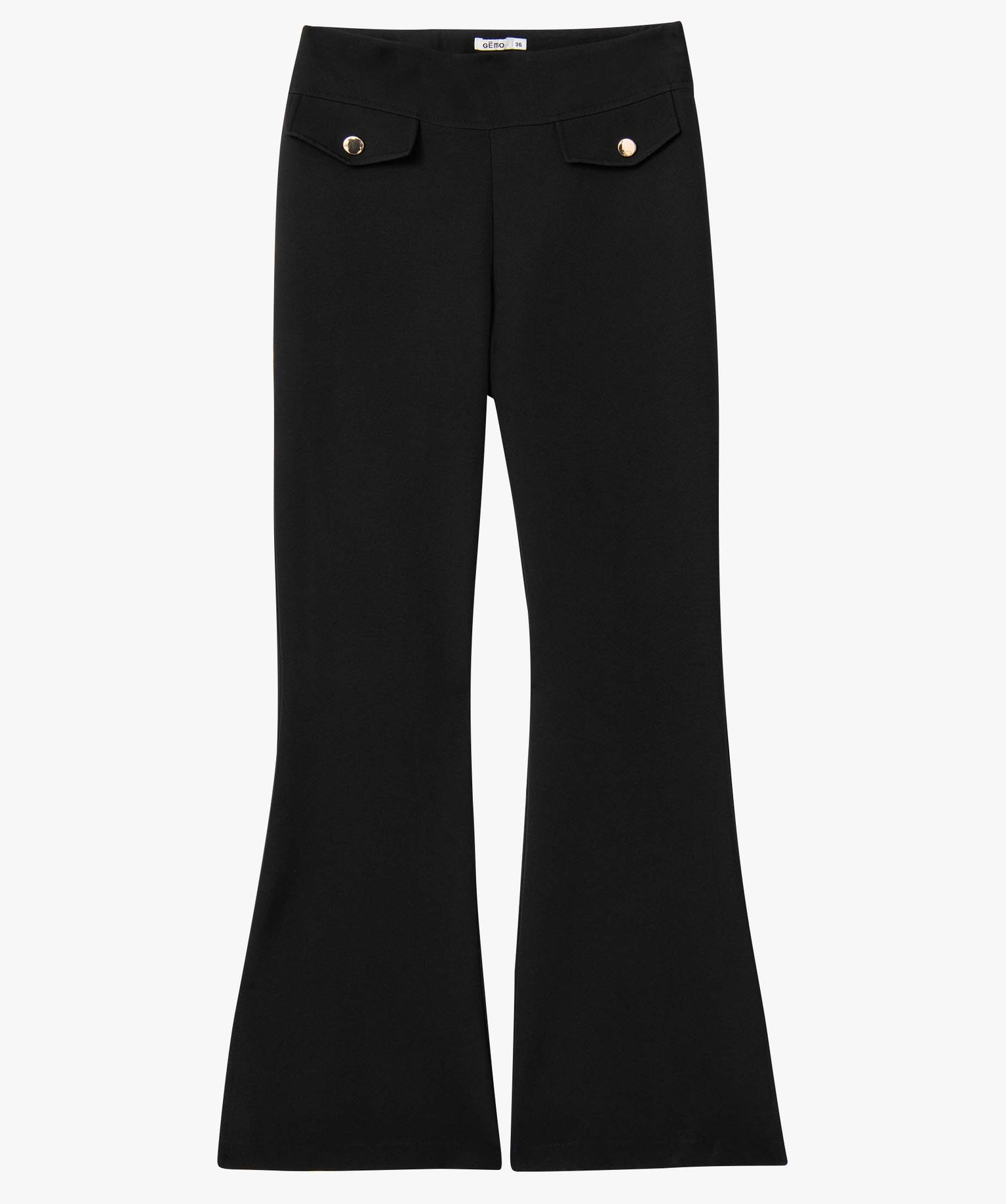 Pantalon femme coupe flare avec bas fendus noir | GEMO