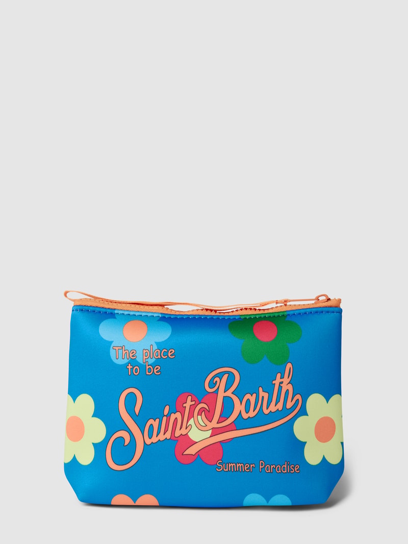 Kulturtasche mit Allover-Muster Modell 'ALINE SPONGE' in blau
