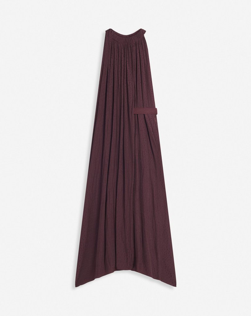 ROBE FLUIDE ASYMÉTRIQUE CEINTURÉE