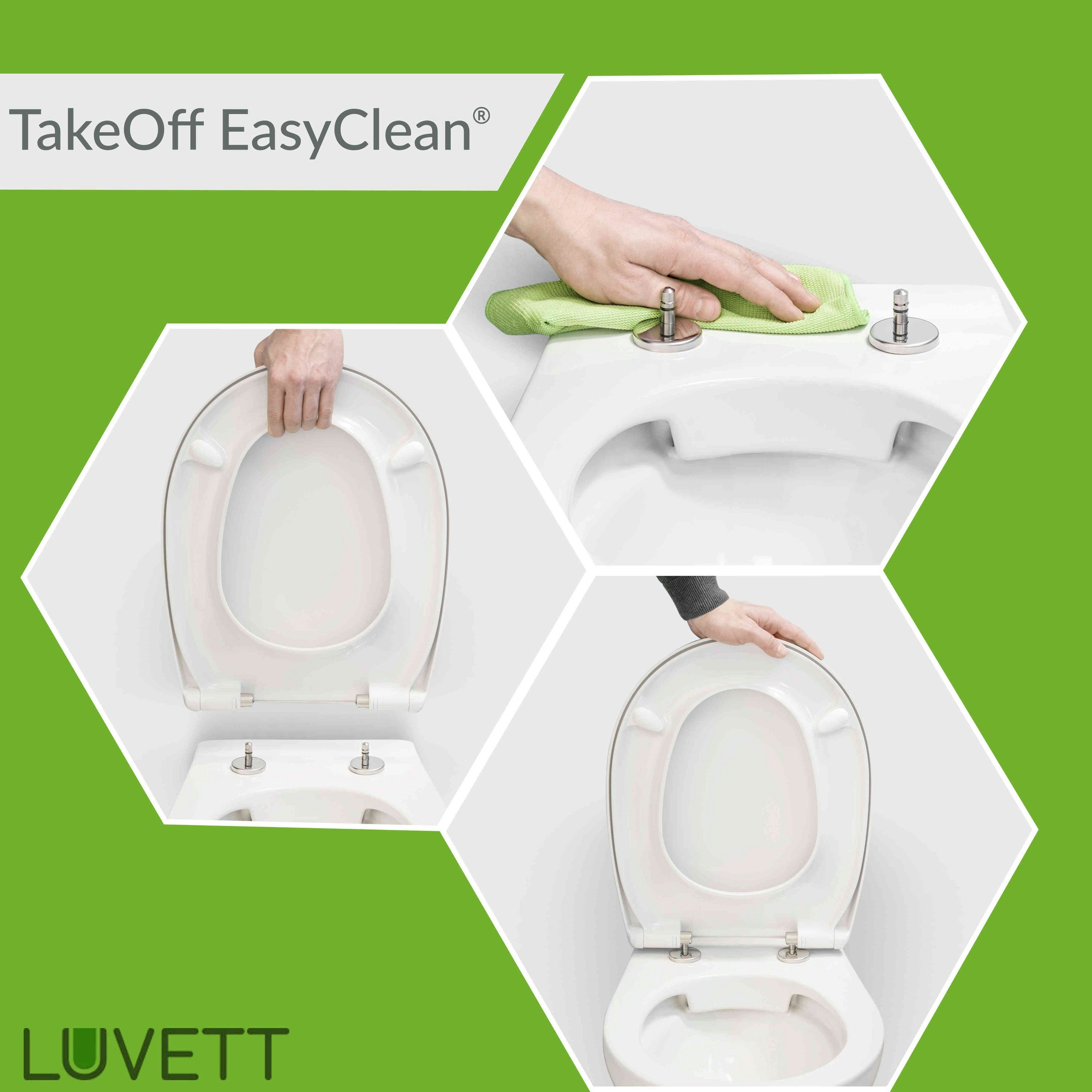 LUVETT WC-Sitz Eckig Q500 (Inklusive 3 Befestigungsarten), mit Original SoftClose® Absenkautomatik, Duroplast