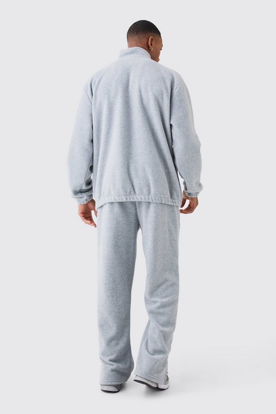 Man Oversized Quarter Zip Funnel Neck Fleece Tracksuit