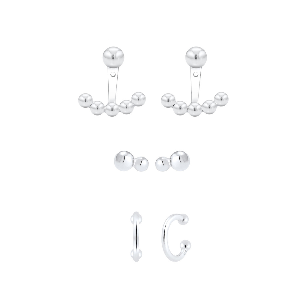Elli Elli Boucles d'Oreilles Boules Geo Boucles d'Oreilles Femme - (925/1000) Argent Boucles d'oreilles