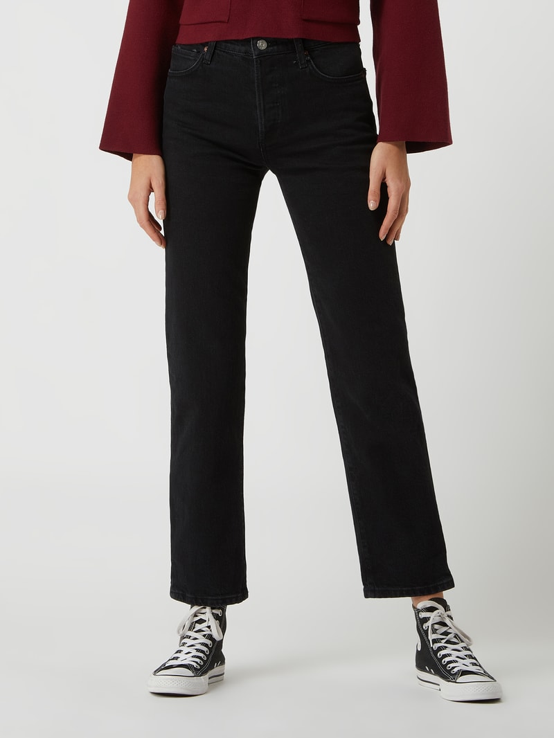 Straight Fit Jeans mit Stretch-Anteil Modell 'Premium' in schwarz