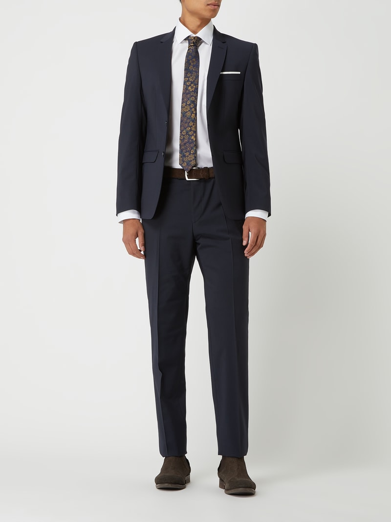 Extra Slim Fit 2-Knopf-Sakko mit Stretch-Anteil Modell 'Nate' in marineblau