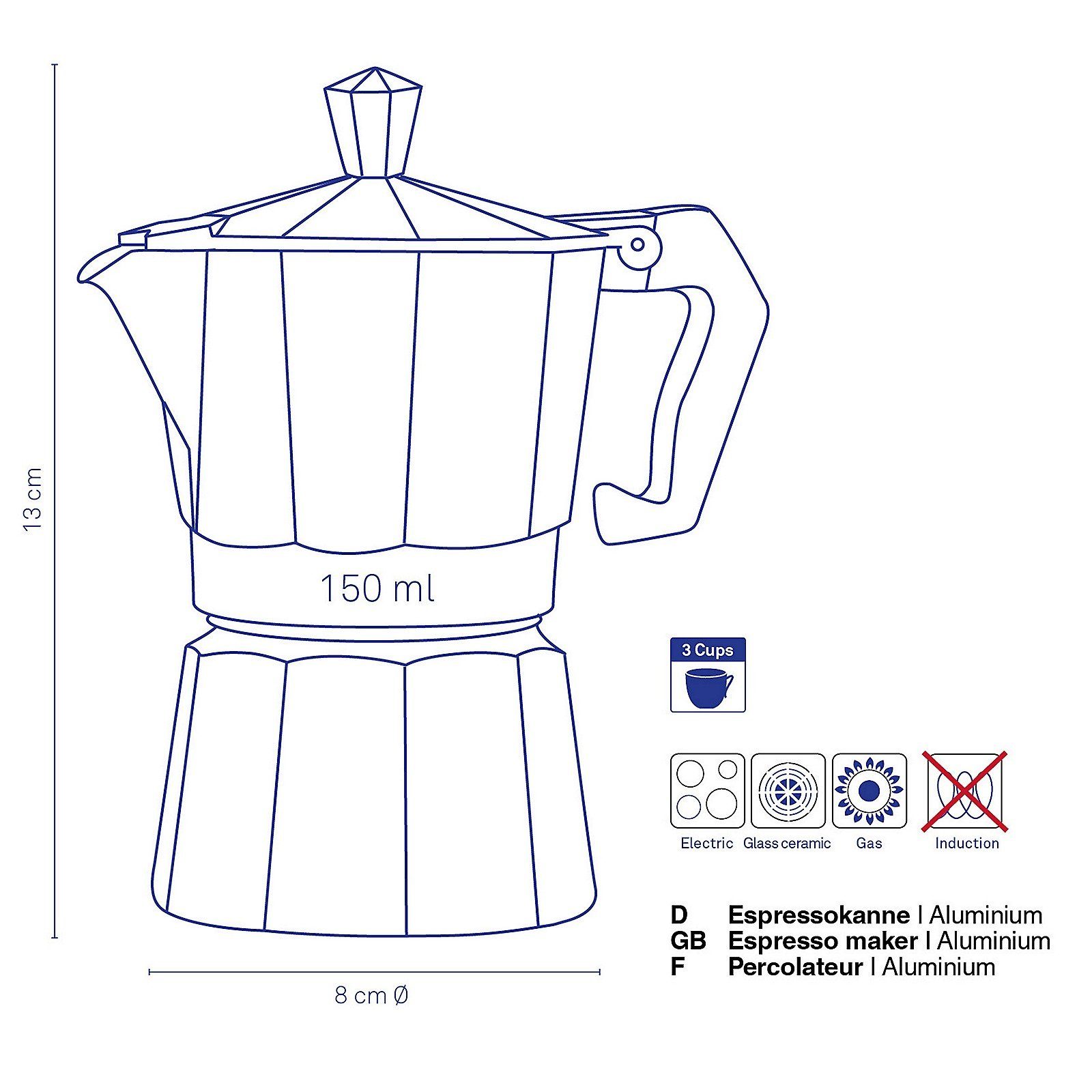 kela Espressokocher Italia, für 3 Tassen