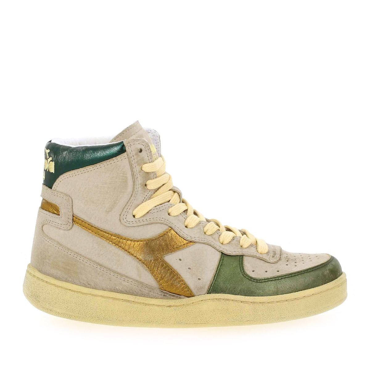 Diadora heritage  MI BASKET METAL OYSTER - Blanc cassé Doré