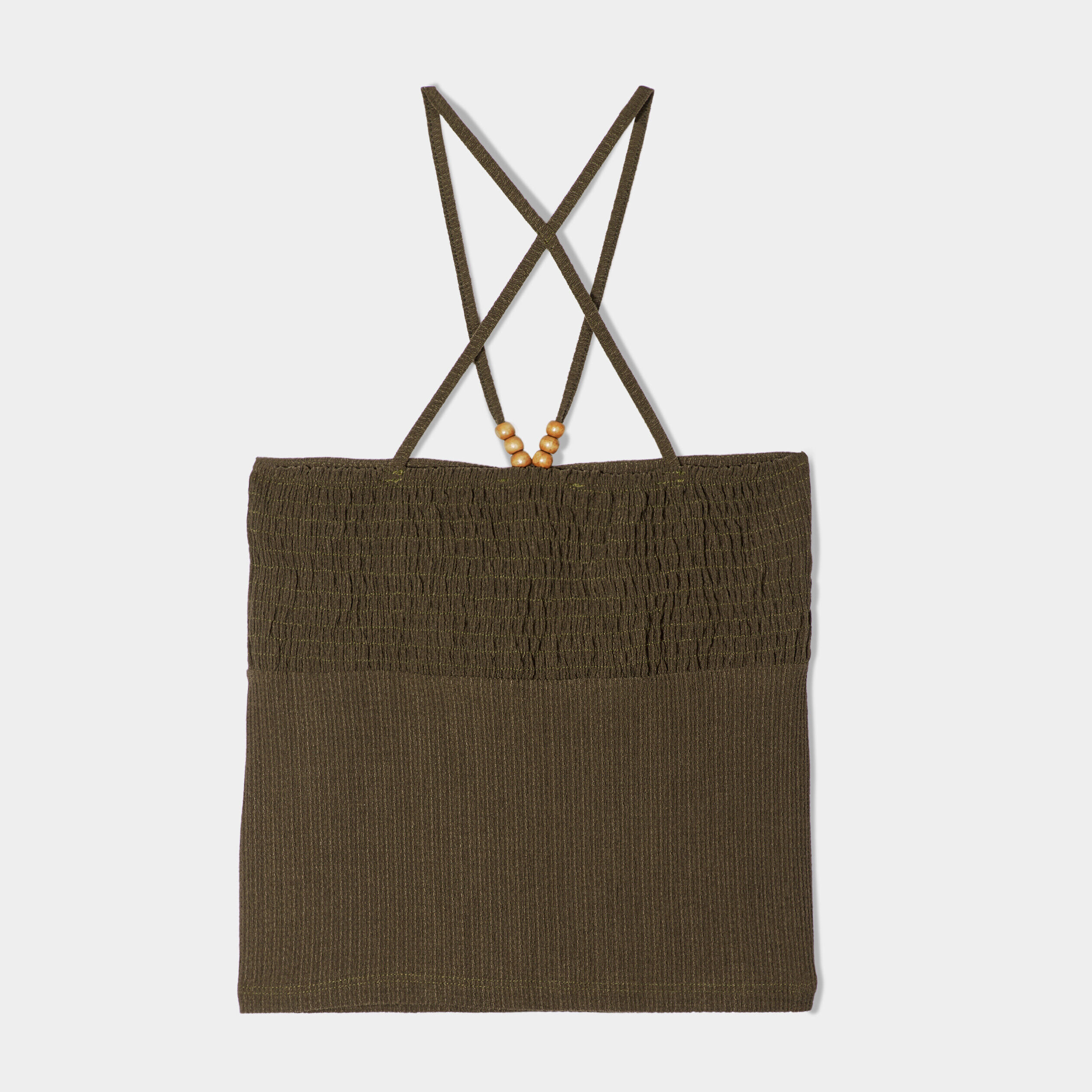 Bustier crop top avec perles vert foncé femme | Cache Cache