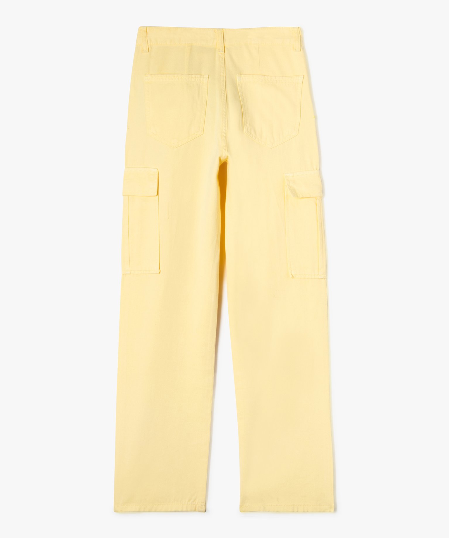 Pantalon cargo en toile de coton fille jaune | GEMO