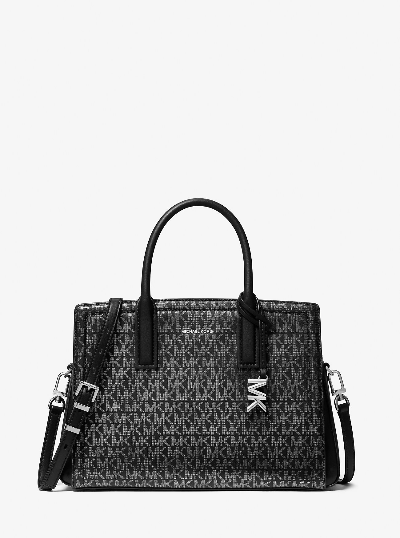 Laila Medium Metallic Signature Logo-veske – SVART