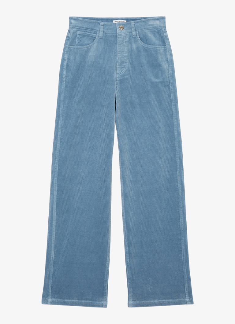 Pantaloni din catifea reiată Marc O'Polo din denim cu talie înaltă și croială dreaptă