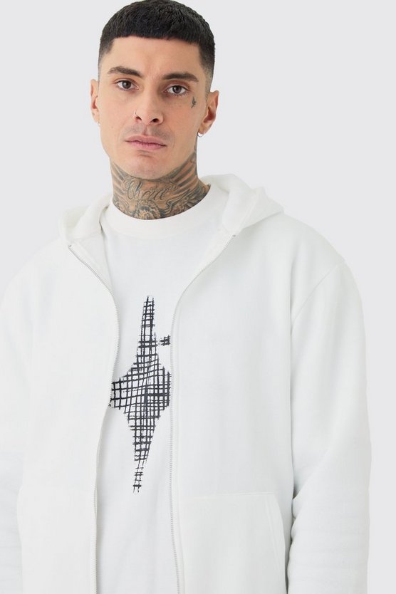 Tall Basic Hoodie in Weiß mit Reißverschluss