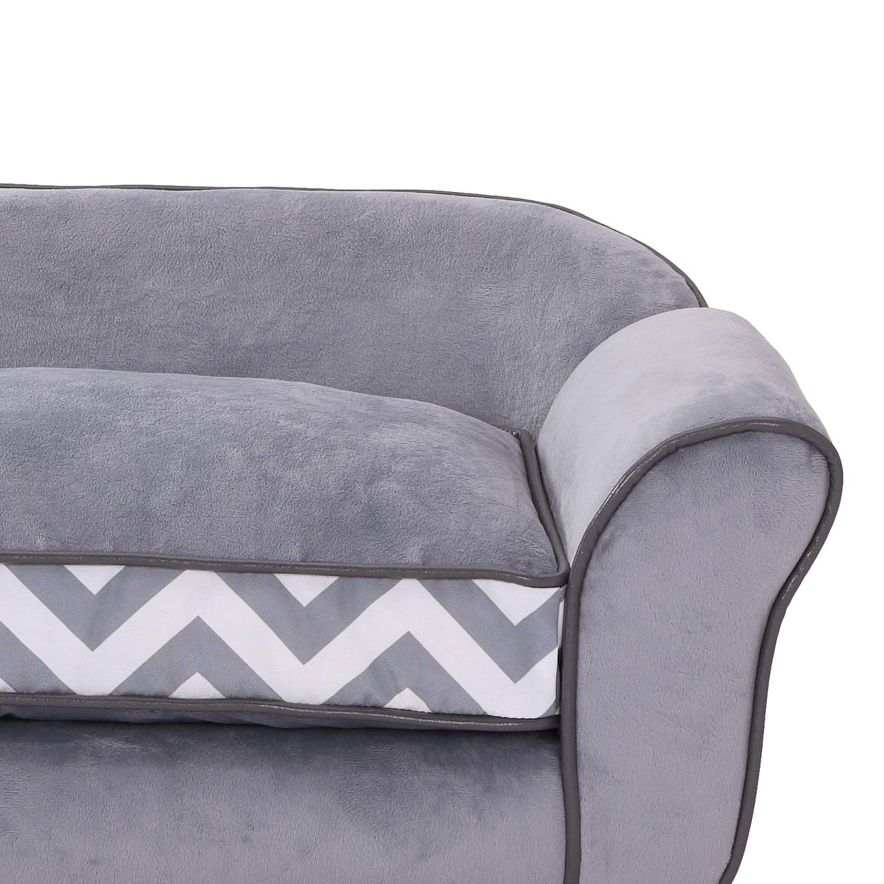 PawHut Hundebett mit erhöhten Füßen, Hundesofa, Waschbar, Samt, Grau, 73,5 x 41 x 33 cm