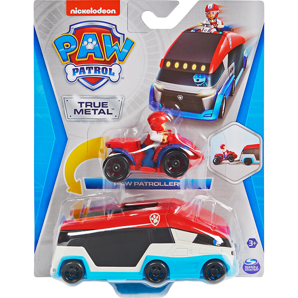 Paw Patrol True Metal Team Fahrzeuge 2er Set mit Paw Patroller und Ryder im Quad, Maßstab 1:55, Spielzeug für Kinder ab 3 Jahren