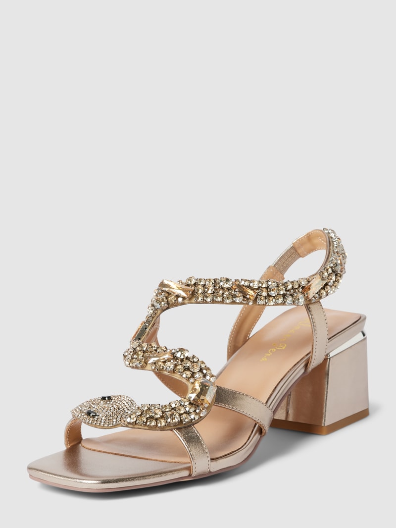 Sandaletten mit Ziersteinbesatz Modell 'Snake' in gold