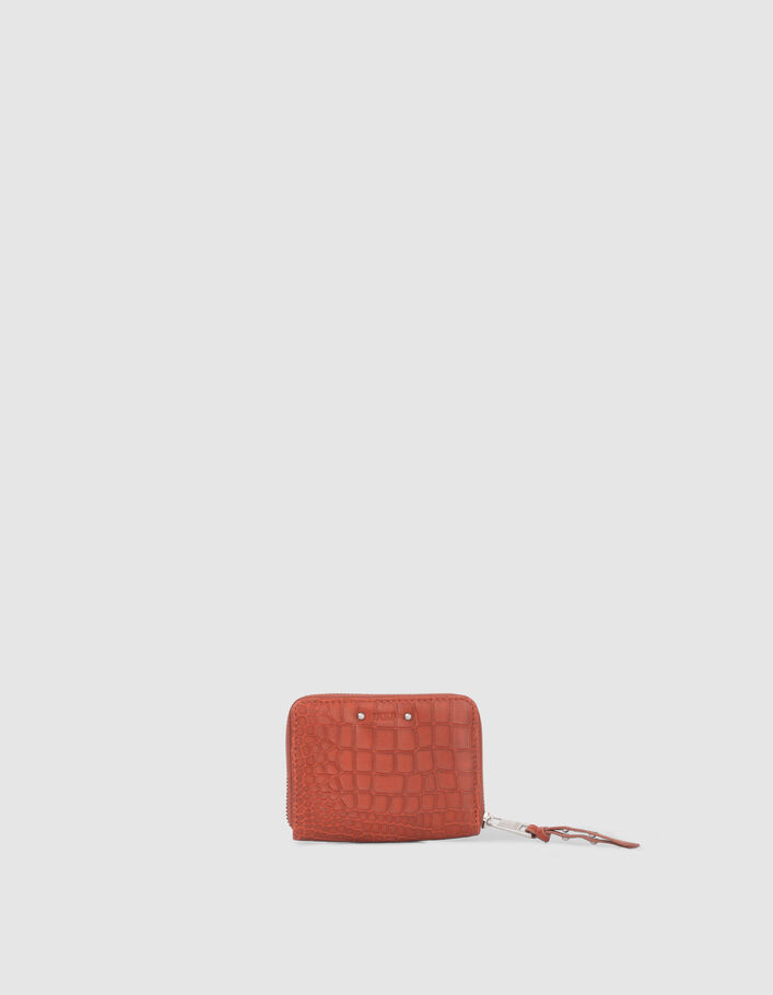 Portefeuille 1440 mini Compagnon orange cuir embossé Femme
