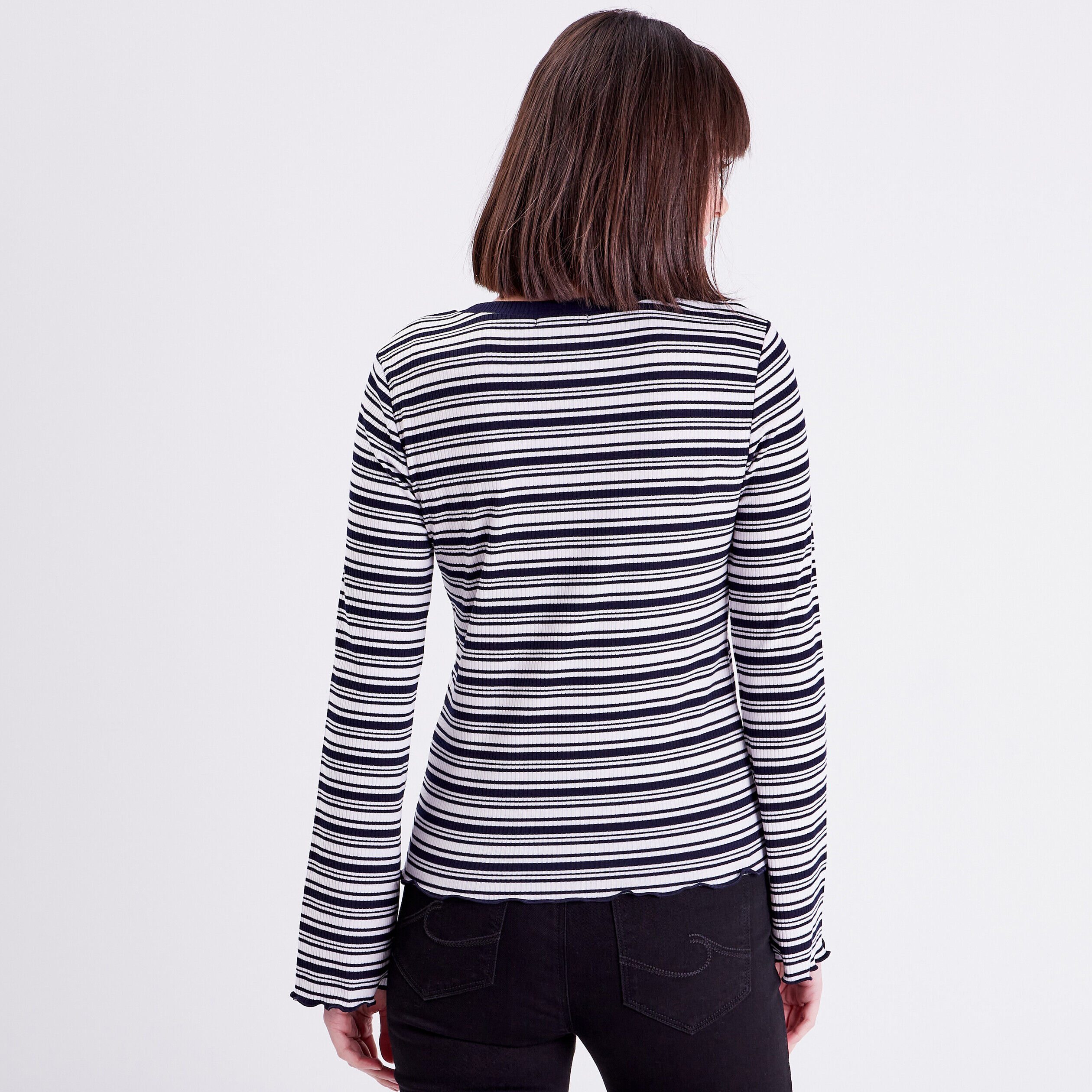 T-shirt manches longues bleu marine femme | Cache Cache