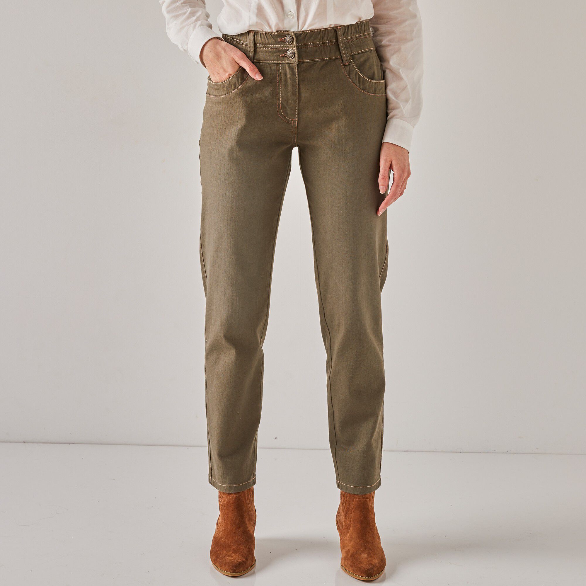 Jean mom couleur taille élastiquée