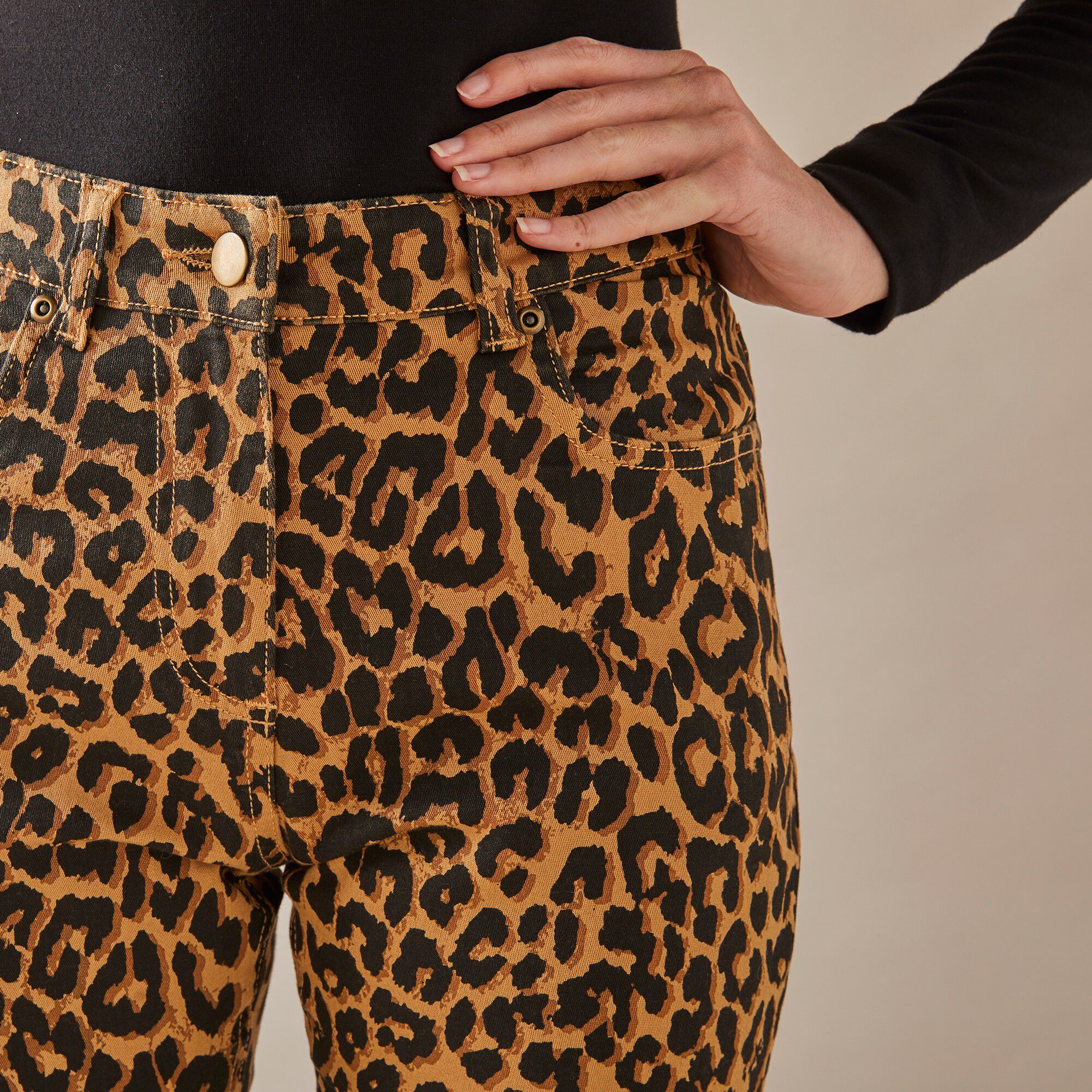 Pantalon droit stretch imprimé peau de bête