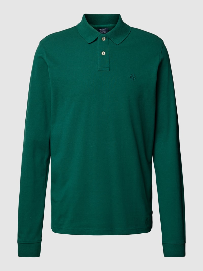Poloshirt mit Logo-Stitching Modell 'THOMAS' in dunkelgrün