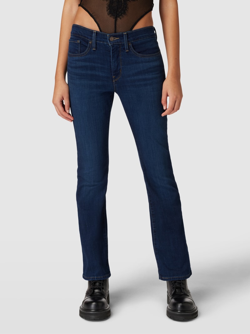 Bootcut Jeans in unifarbenem Design Modell '315™' in marineblau