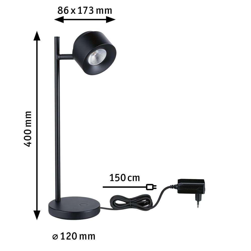 Paulmann LED Tischleuchte LED Tischleuchte Puric Pane in Schwarz 7W 400lm, keine Angabe, Leuchtmittel enthalten: Ja, fest verbaut, LED, warmweiss, Tischleuchte, Nachttischlampe, Tischlampe