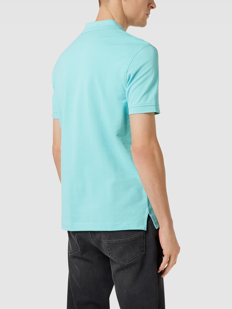 Poloshirt mit Label-Stitching in helltürkis