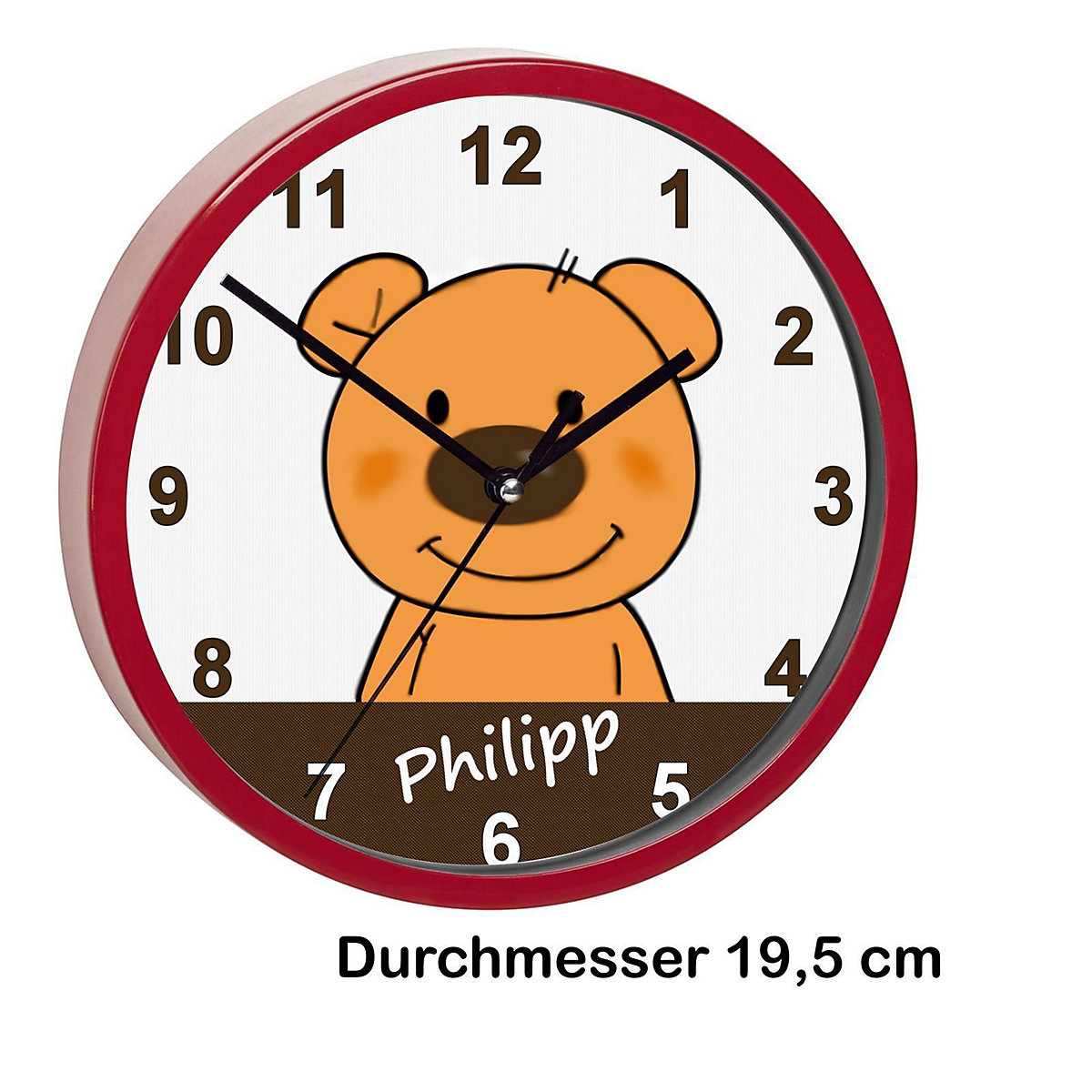 Kinder Wanduhr personalisiert mit Name Teddy Bär