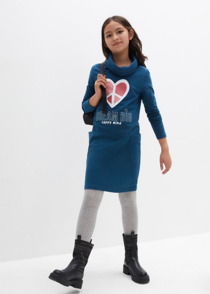 Mädchen Jerseykleid mit großem Kragen