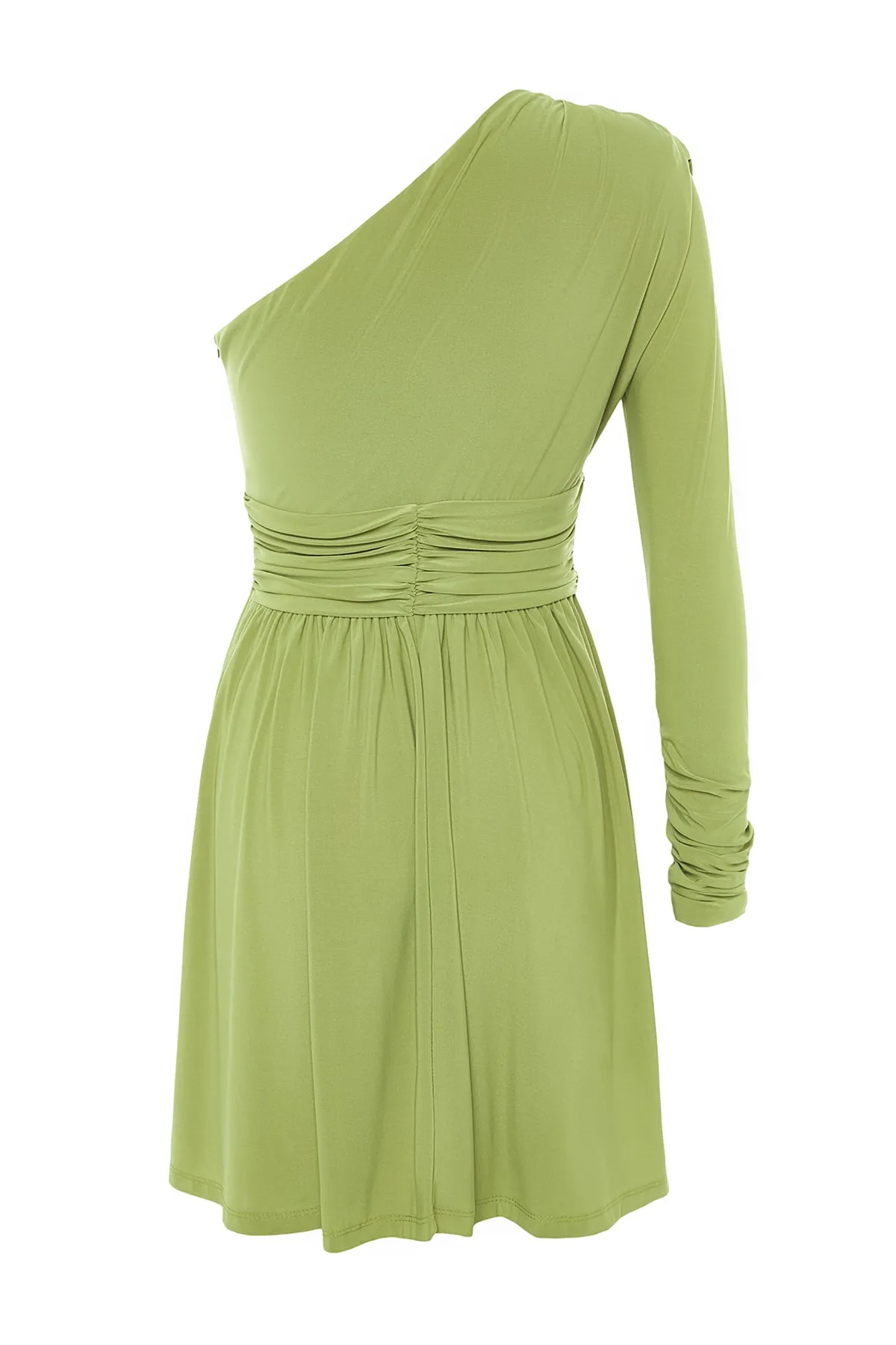 Trendyol Collection  Hellgrünes Abendkleid mit offener Taille/Skater-Strickfenster/Ausschnitt und detailliertem Ausschnitt TPRSS23EL00032