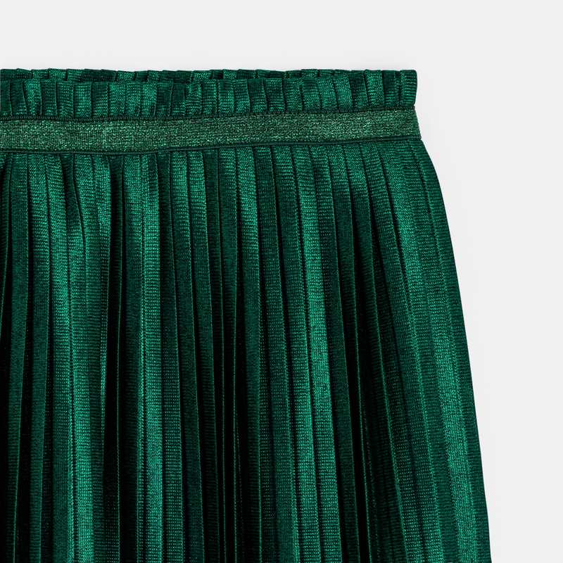 Jupe midi plissée verte fille