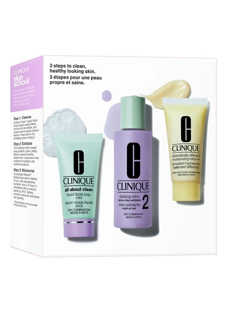 Rechizite școlare CLINIQUE Skin: Curs de reîmprospătare a curățării (Tip 2) - Kit facial