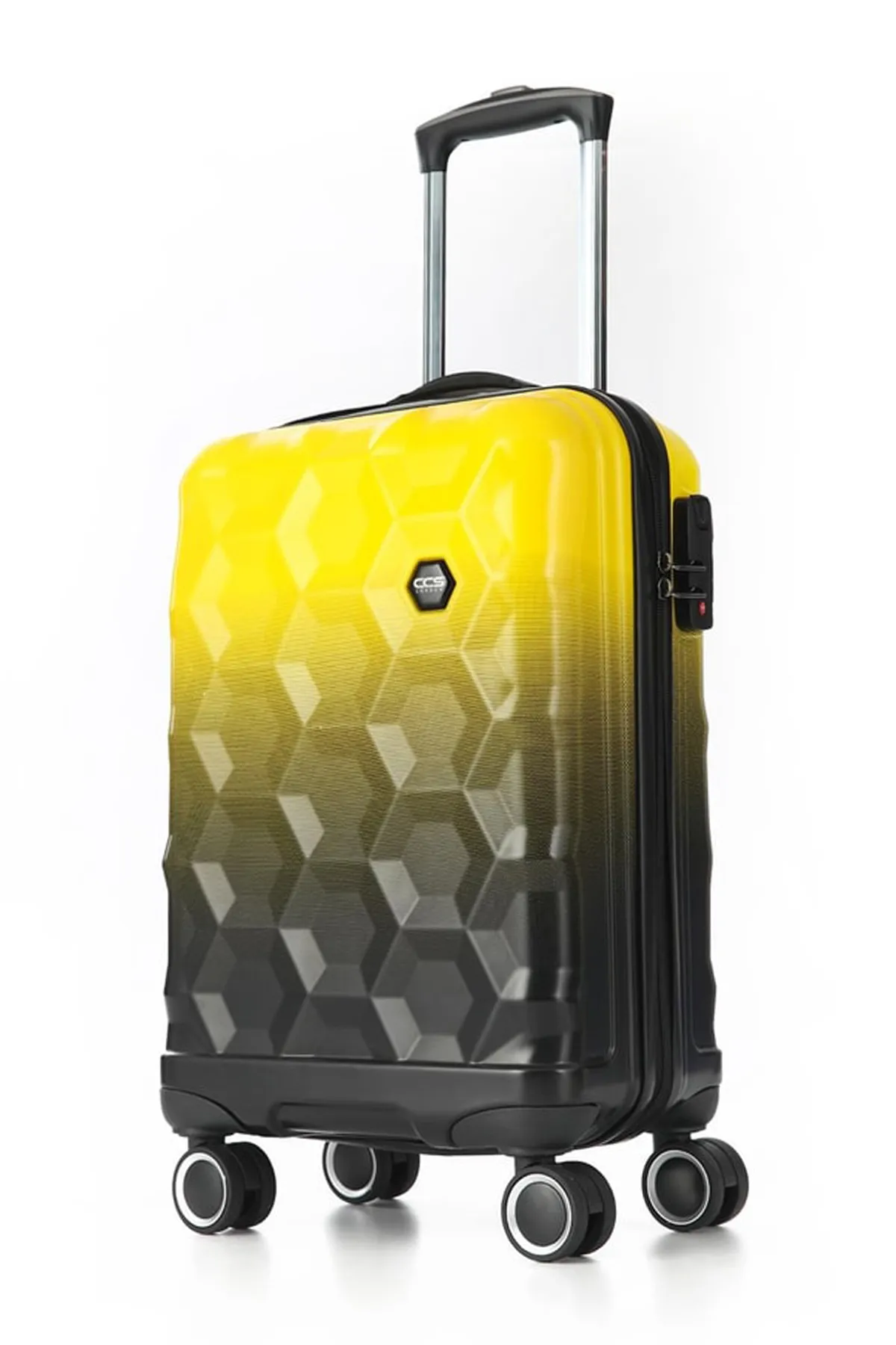 ÇÇS  5226 Handgepäckkoffer aus ABS-Polycarbonat, schwarz-gelb – HEXA